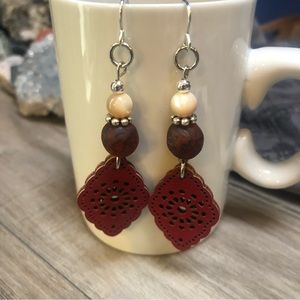 Red Leather Dangle Earrings